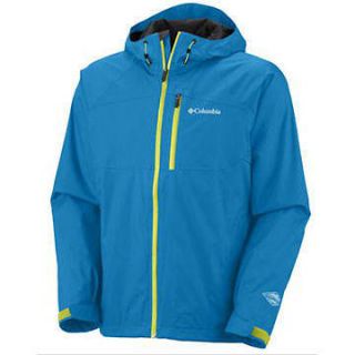 New COLUMBIA mens $100 waterproof Omni Tech BLUE rain wind jacket coat 