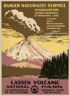 1938 Lassen Volcanic National Park Travel Poster 17x24