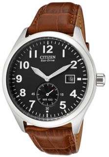 Citizen BV1060 15E Watches,Mens Eco Drive Black Dial Brown Leather 
