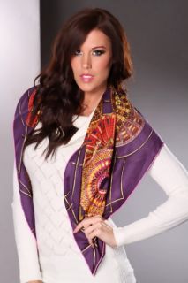 Purple Circle Burst Pattern Printed Silk Scarf @ Amiclubwear scarf 