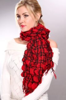 Red Multi Crinkle Detail Plaid Fringed Scarf @ Amiclubwear scarf 