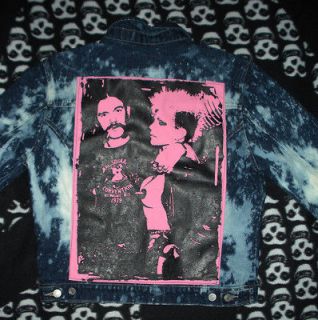   Motorhead Lemmy acid bleached glam rock punk studded denim jacket DIY