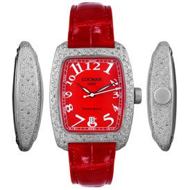 Locman 488RED/RED/PV/DIA Watches,Womens Tonneau Diamond Red 