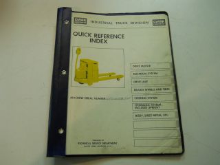   Equipment quick Reference index/manual Motorized Pallet Hand truck