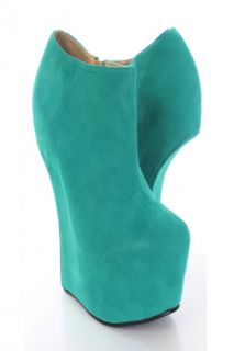 Home / Apple Green Faux Suede AMIclubwear Ankle Bootie Curved Wedges