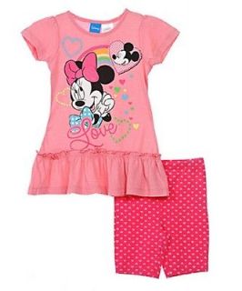 new NWT DISNEY girls Minnie Mouse THOUGHTS OF LOVE Tunic Top & Bike 