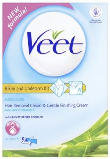Veet Bikini & Underarm Kit Hair Removal Cream 50ml & Gentle Finishing 