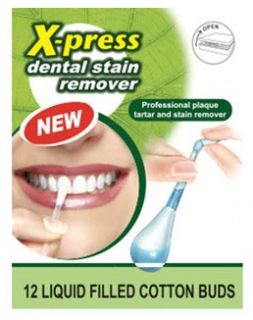 Swab Plus X press Dental Stain Remover Liquid Filled Cotton Buds x12 