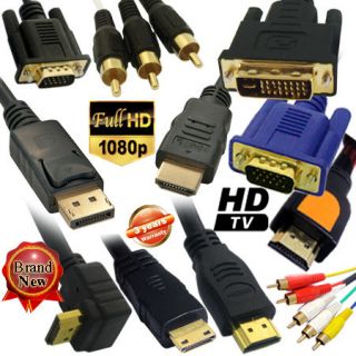 VGA DVI D to Mini HDMI HD TV 1080p 3 RCA AV Audio Video Cable Lead 1M 
