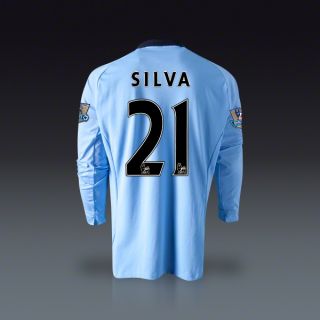 Umbro David Silva Manchester City Long Sleeve Home Jersey 12/13 