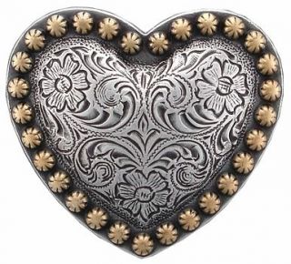   Cowgirl Decor Set of 6 Gold Berry Border 1 1/2 Heart Conchos