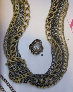 Premier Designs Hematite & Brass Heavy Metal Necklace