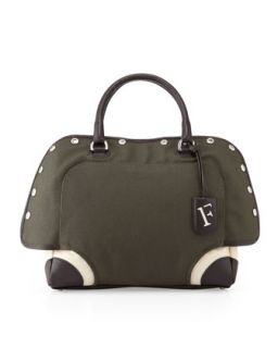 Leather Trimmed Canvas Bowling Bag   