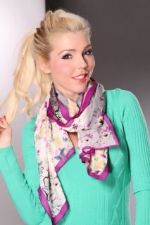 Purple Painted Flower Bordered Scarf @ Amiclubwear scarf Online Store 