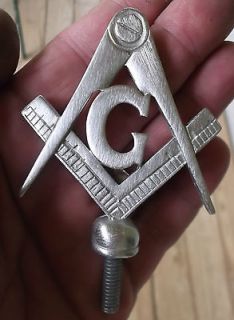 masonic fender/hood ornament, freemason, G symbol compass and square