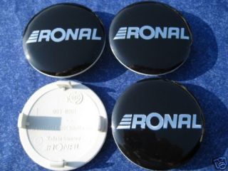 Ronal Wheel Center Caps In Black With Chrome Text
