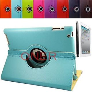   iPad 3 iPad 2 360 Rotating Smart Cover Case Stand Baby Blue Screen Pen
