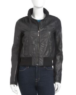 Faux Leather Jacket, Black   