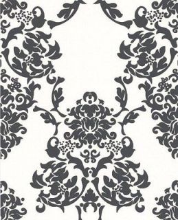 Graham and Brown 18126 Suzanne Wallpaper, White/Black