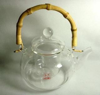 600ml Clear Glass Teapot with Filter,Bamboo Handle,B03