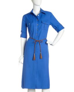 Tabbed Shirtdress, Royal Blue   