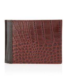 Two Fold Embossed Pass Wallet, Brown   