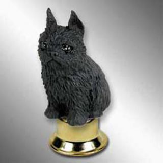 Brussels Griffon Dog Figurine Lamp Light Finial Hand Painted Black