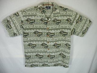 Hawaiian Movers brand Asian Dragon Aloha Shirt, 100% Polyester, sz L