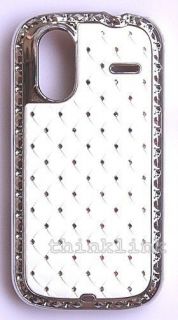 White Rhinestone Bling Chrome Plated Hard Cover Case for HTC Amaze 4G 
