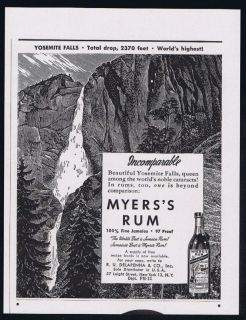 1946 Myerss Rum Yosemite Falls Worlds Highest Print Ad