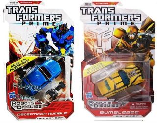 TRANSFORMERS PRIME ANIMATED ROBOTS IN DISGUISE BUMBLEBEE + DECEPTICON 