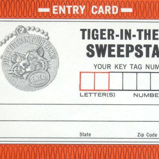   Tiger in the Tank Sweepstakes AD print press brochure postcard Humble