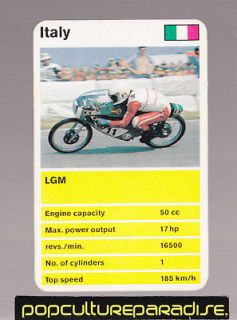 LGM 50cc Racing Motorcycle 1970s TOP TRUMPS CARD