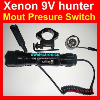   WF 501B RCR123A Xenon 9V Tactical hunt Flashlight Mount Pressure Swtch