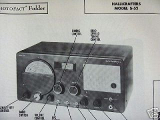HALLICRAFTERS S 52 RECEIVER PHOTOFACT PHOTOFACTS