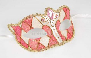 VENETIAN JESTER MASK Pink Tooth Fairy Costume Masquerade Glitter 