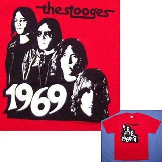 IGGY POP & THE STOOGES 1969/BAND PIC RED T SHIRT LARGE NEW