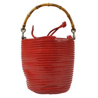   Gucci Bamboo 2Way Hand Tote Bag Shoulder Red Vintage Italy O00478c