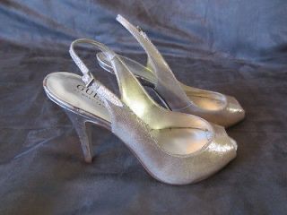 Guess By Marciano retro sexy holiday NWT silver slingback pumps heels 
