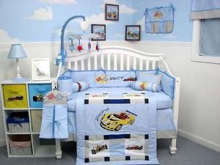 Zoom Zoom Race Car Baby Crib Nursery Bedding Set 13 pcs included 