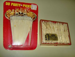 Vintage Faux Ivory Buddha Party Forks (org. box) & Party Picks (1969 