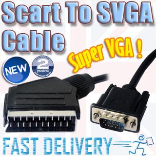 Scart RGB to VGA Male TV DVD LCD Sky Box Plug Cable 1M 1.2M 1.5M 1.8M 