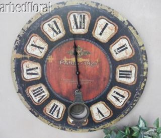 24 Pendulum Wooden Wall Clock Large Tuscan
