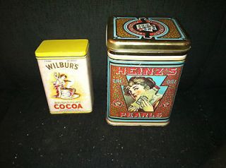 Antique Vintage Heinz Heinzs Pearls and Wilburs Breakfast Cocoa Tins 