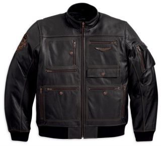 Harley Davidson Mens Military Inspired Leather Jacket 97137 13vm