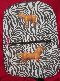 NEW Girls Zebra Print HORSE Mare/Foal Backpack Horses Glitter Free 