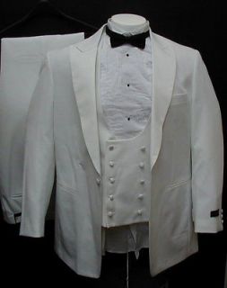 New Mens White Tuxedo Suit, Vest6pc Set 42 Long 42L