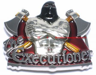 BBG1777L THE EXECUTIONER MASK MUSCLE MAN TWIN AXES BELT BUCKLE