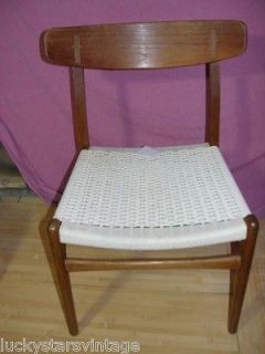 Vintage Danish Modern Hans Wegner CH 23 Cord Weave Oak Teak Chair #3