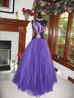 Mac Duggal 2648 Purple Cut Out Pageant Ball Gown Dress 0